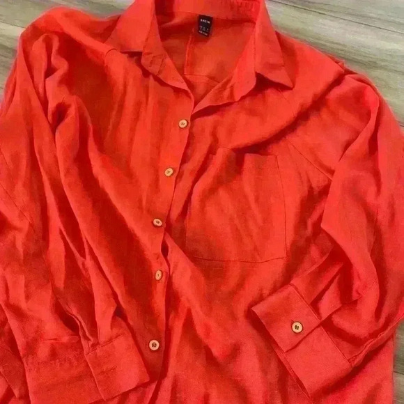 Large orange  button shirt - Picture 5 of 6